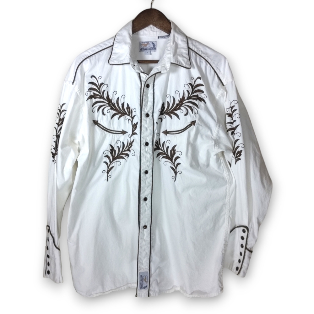 Vintage Panhandle Slim Retro Western Pearl Snap Button Up Shirt - Mens Sz Large